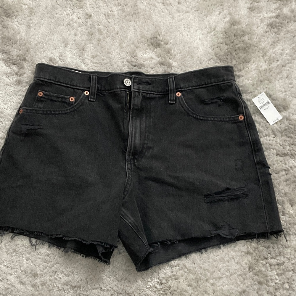 GAP Black Distressed Jean Shorts